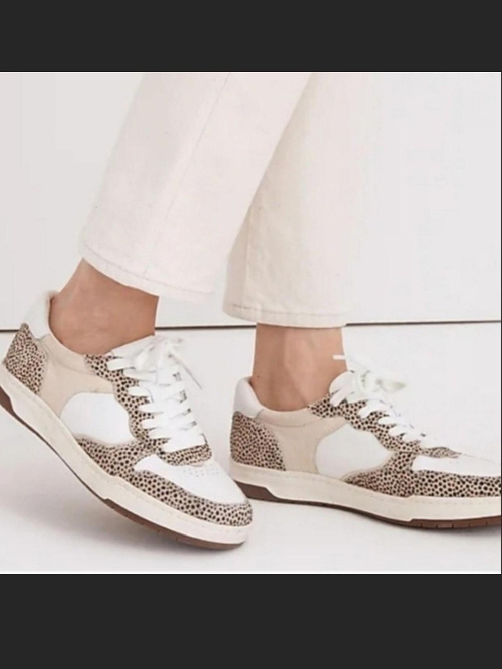 Madewell Neutral Leopard-Accent Lace-Up Women's Sneakers